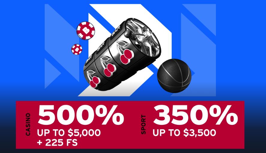 Claim Battery Bet welcome bonus up to 5000 dollars plus 225 free spins for casino and 350 percent for sport